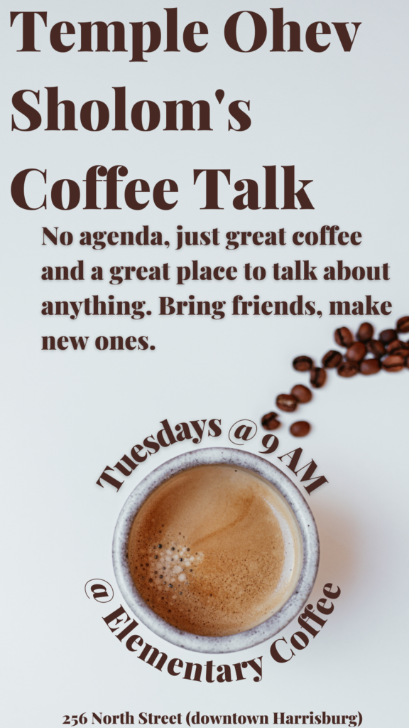 TOS Coffee Talk - Every Tuesday at Elementary Coffee @ 9am. 256 North Street in downtown Harrisburg